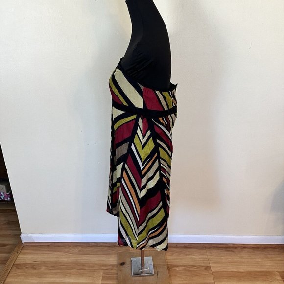 GAP Womens Strapless Dress size 12 Cotton Lightweight Geometric Green Pink Black - Picture 2 of 10